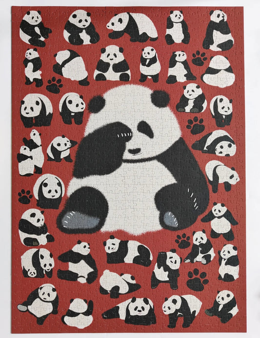 1,000 Pcs "HELLO PANDA" decompressed high quality trendy art with cute color reproduction puzzle - high definition printing with a good bite -- 1000 Pcs with auxiliary partition on the back - 50 x 70cm